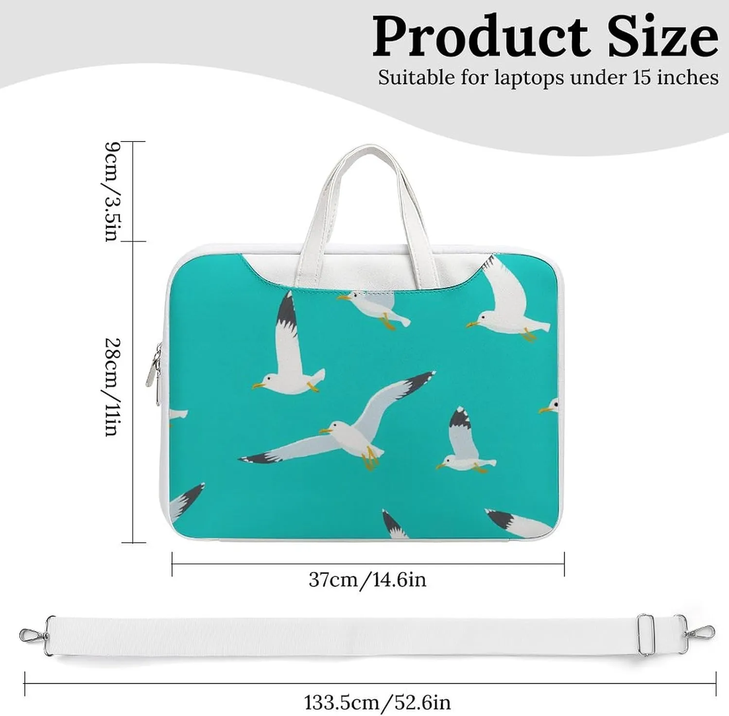 Flying Seagulls Leather Bag Laptop Case Slim Water Resistant Computer Bags with Handle Briefcase for Work