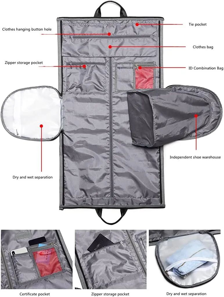 Garment Bags for Business Travel Convertible Travel Duffel Bag Carry on Garment Bag 2 in 1 Weekender Suit Bag for Men Women (Black)