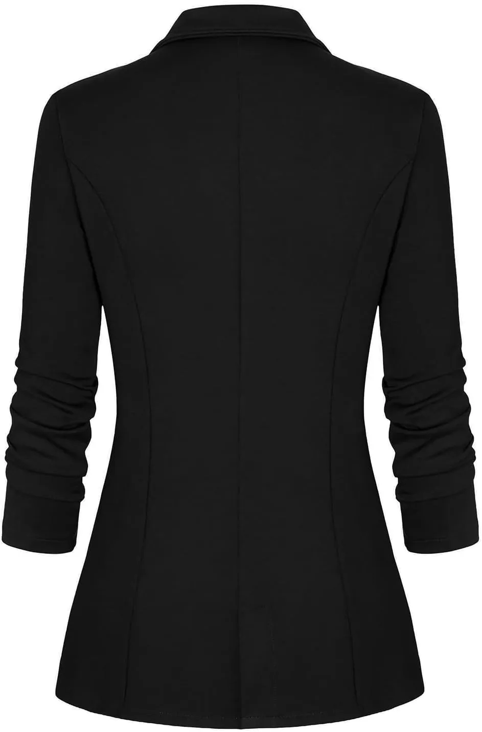 Genhoo Women's Long Sleeve Blazer Open Front Cardigan Jacket Work Office Blazer with Zipper Pockets S-3XL