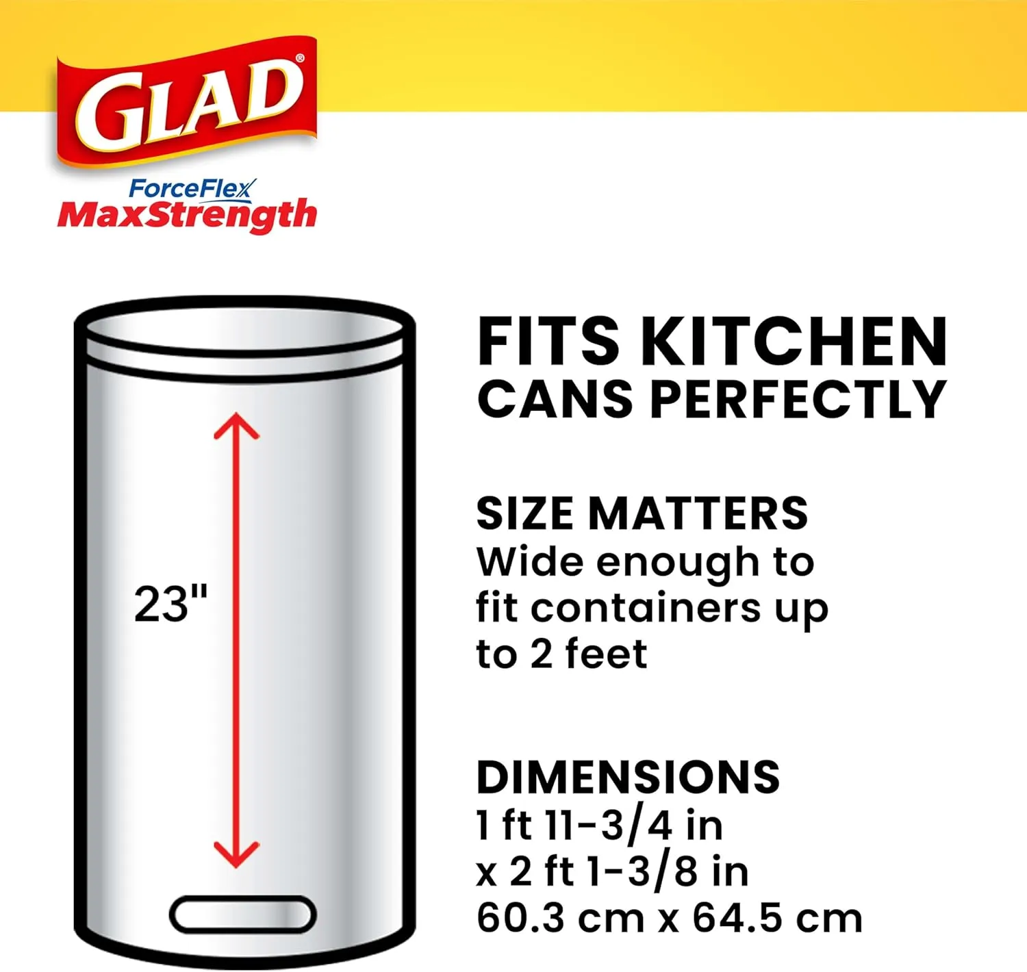 Glad ForceFlex MaxStrength Kitchen Trash Bags, 13 Gal, 45 Ct (Package May Vary)