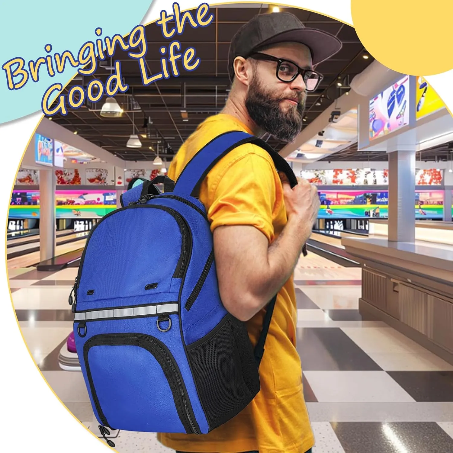 Goloni Bowling Backpack,Single Ball Bowling Bag with Shoe Compartment Up to Size 16,Bowling Bag with Padded Ball Holder