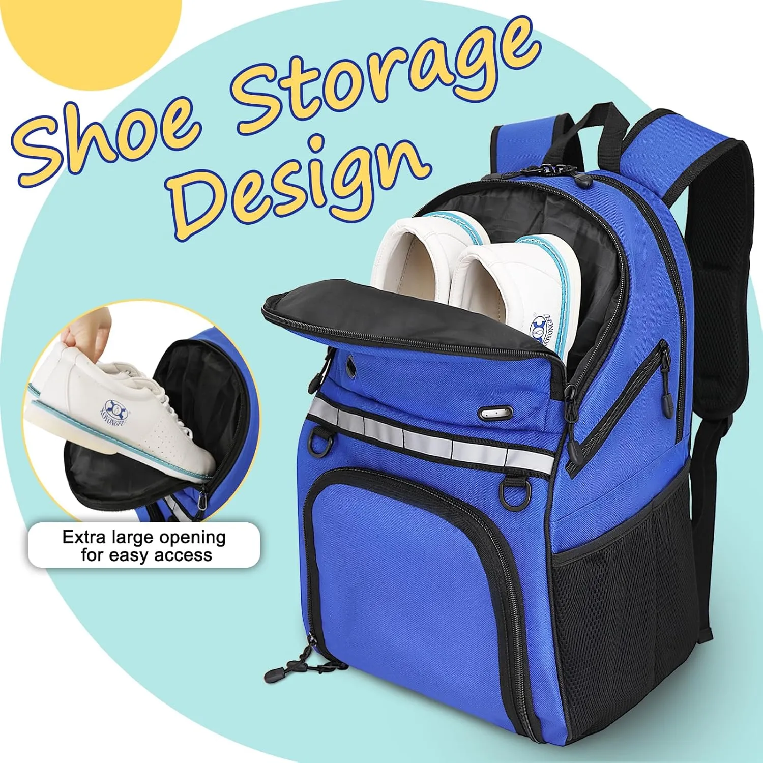 Goloni Bowling Backpack,Single Ball Bowling Bag with Shoe Compartment Up to Size 16,Bowling Bag with Padded Ball Holder