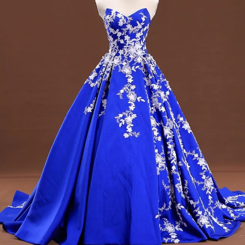 Gothic Long Ball Gown Satin V Nek White Lace Corset Prom Evening Wedding Dresses