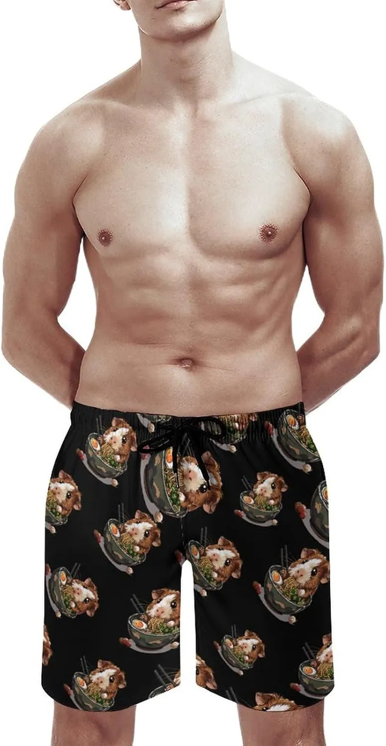 Guinea Pigs Ramen Japanese Noodles Men's Swim Trunks Quick Dry Board Shorts Breathable Summer Beach Shorts Bathing Suits