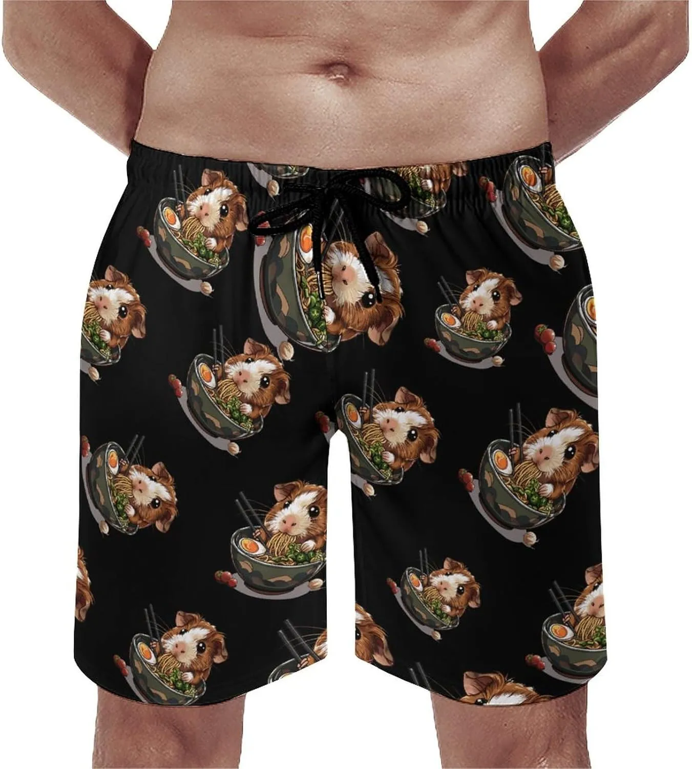 Guinea Pigs Ramen Japanese Noodles Men's Swim Trunks Quick Dry Board Shorts Breathable Summer Beach Shorts Bathing Suits