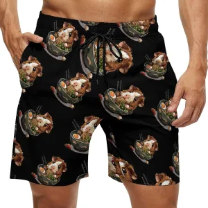 Guinea Pigs Ramen Japanese Noodles Men's Swim Trunks Quick Dry Board Shorts Breathable Summer Beach Shorts Bathing Suits