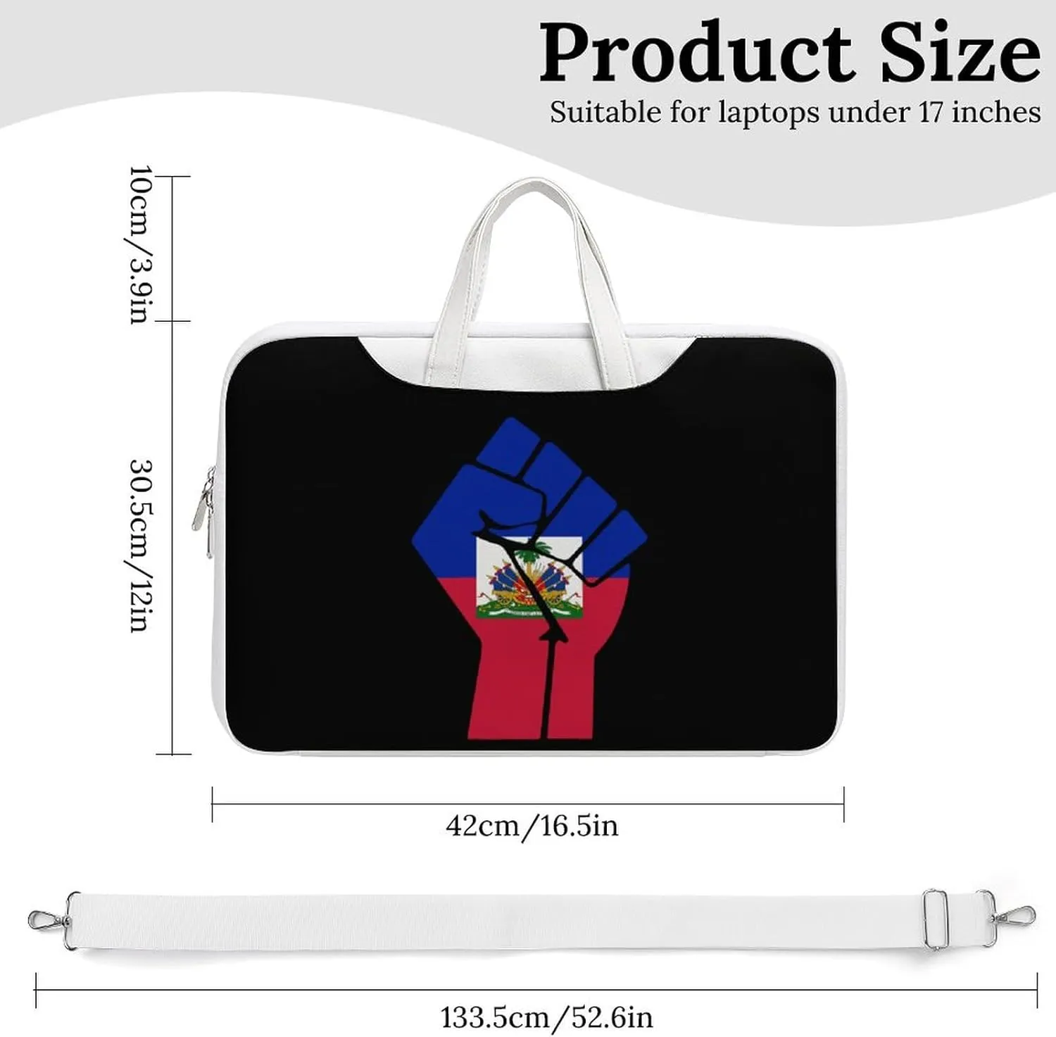 Haiti Flag Resist Leather Bag Laptop Case Slim Water Resistant Computer Bags with Handle Briefcase for Work