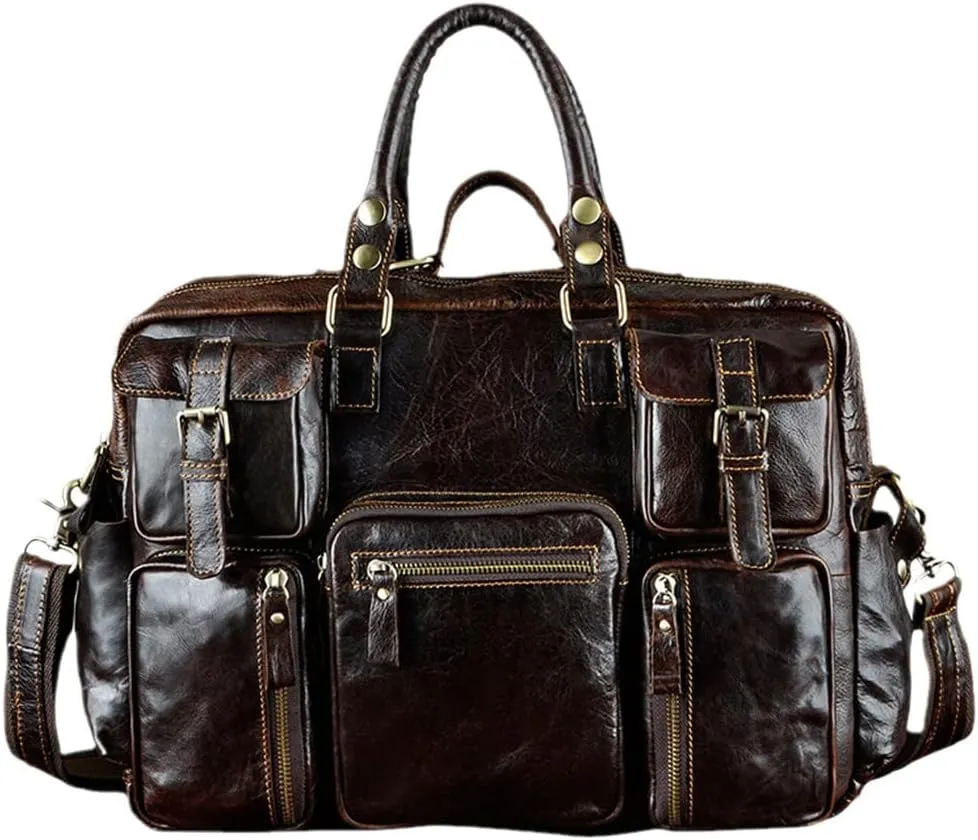 Haitpant Men Leather Handbag Business Briefcase Document Laptop Case Attache Portfolio Bag