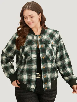 Halloween Plaid Pocket Button Up Contrast Patchwork Jacket