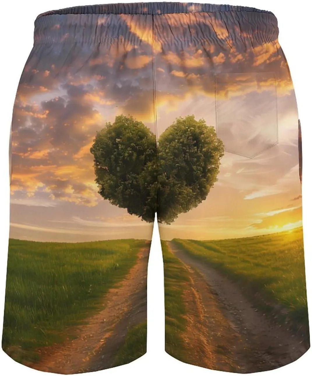 Heart Shape Tree In Sunset Men's Swim Trunks Quick Dry Board Shorts Breathable Summer Beach Shorts Bathing Suits