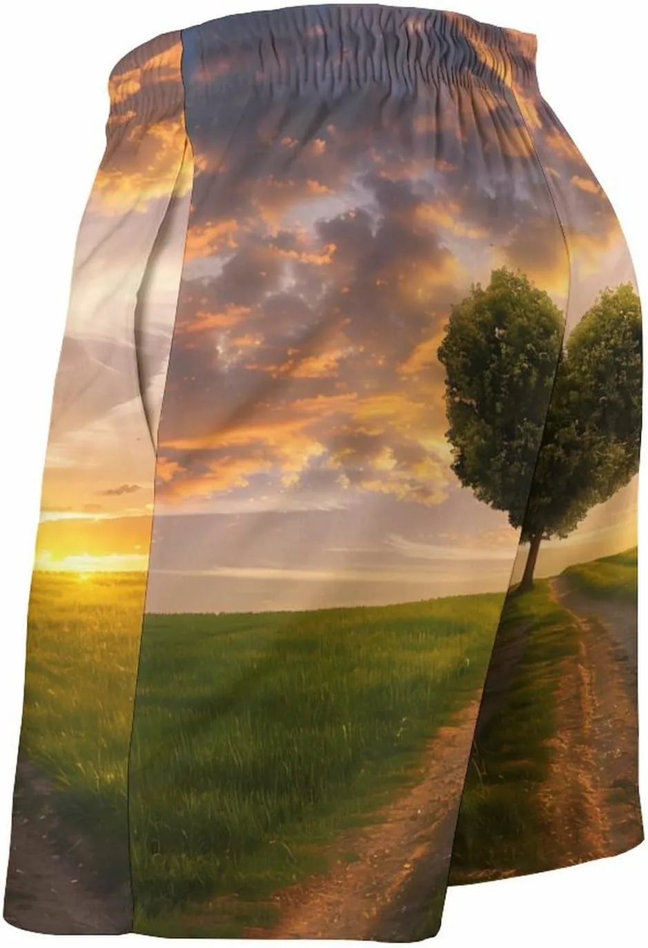 Heart Shape Tree In Sunset Men's Swim Trunks Quick Dry Board Shorts Breathable Summer Beach Shorts Bathing Suits