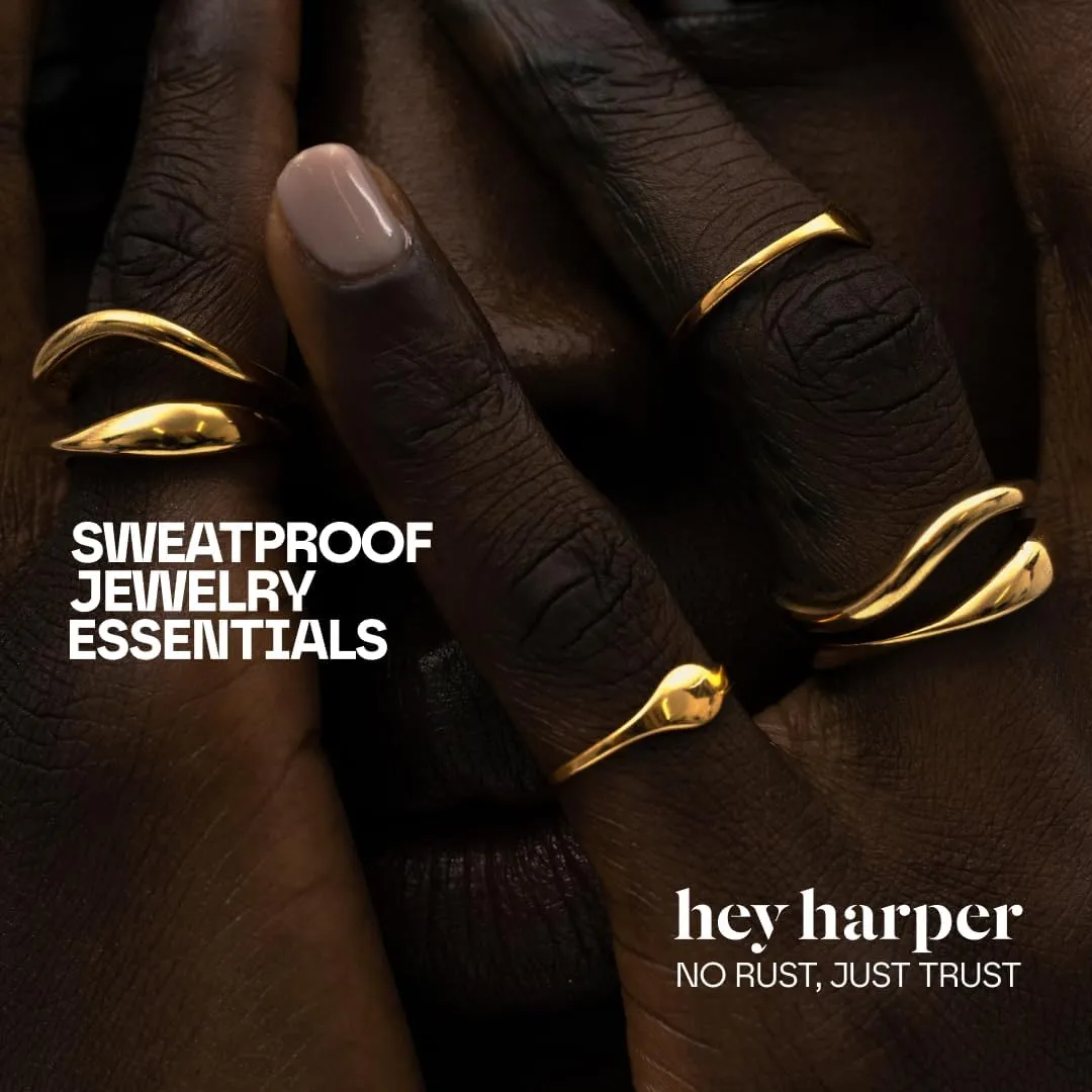 Hey Harper Gold Ring for Women - Gold Plated Stacking Waterproof & Sweatproof Jewerly Ring - Everday Non Tarnish Cute Fashion Circle Rings