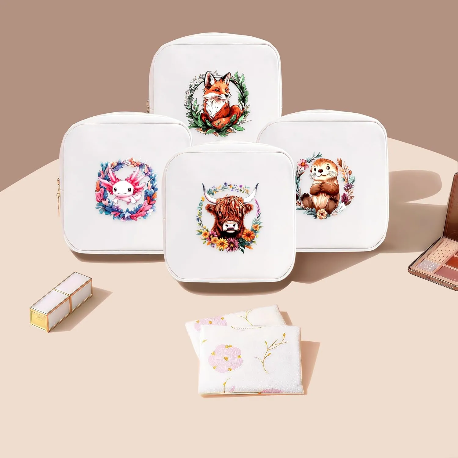 Highland Cow Mini Makeup Bag, Cow Gift For Women Girls, Cute Portable Zipper Pouch Cosmetic Bag For Teen Girls Kids, Small Storage Bag For Sanitary Pad, Period napkin bag!