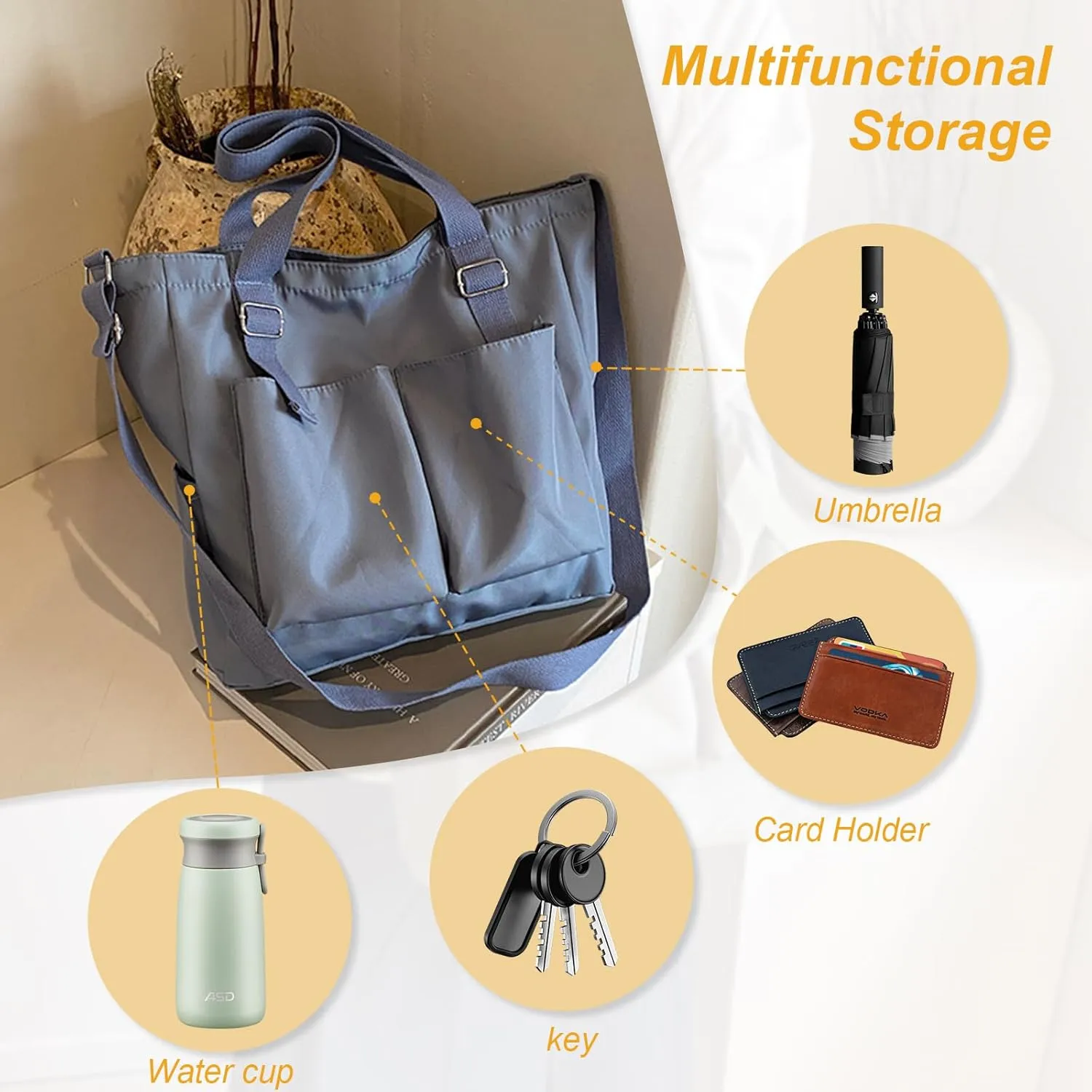 Hobo bags, handbags for women, large-capacity nylon shoulder bags with multiple carrying methods