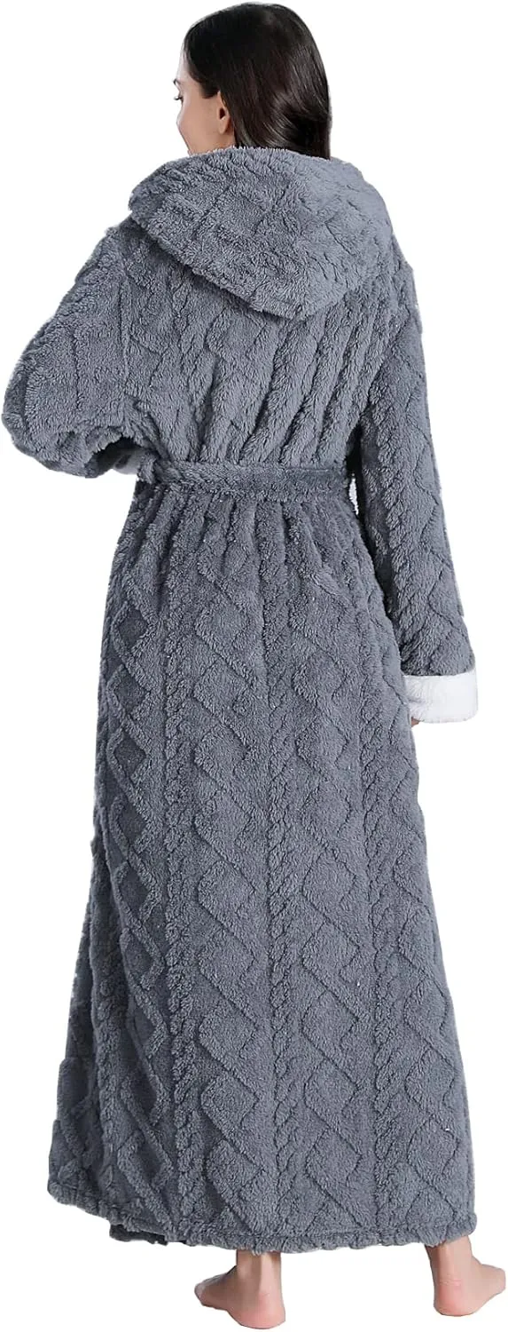 Hooded Robes for Women - Long, Plush Soft, Warm Winter Robes With Sherpa Trim Fleece and Hood