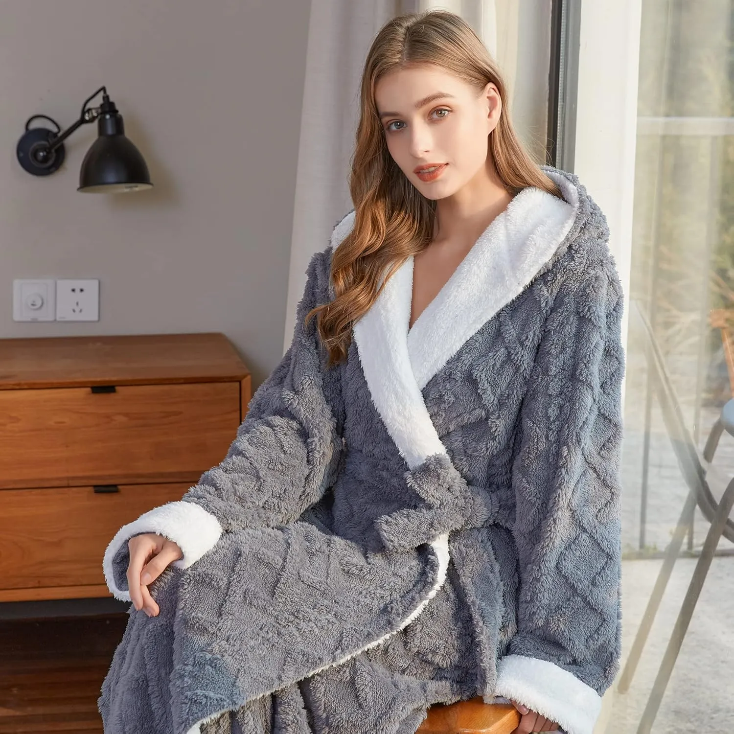 Hooded Robes for Women - Long, Plush Soft, Warm Winter Robes With Sherpa Trim Fleece and Hood