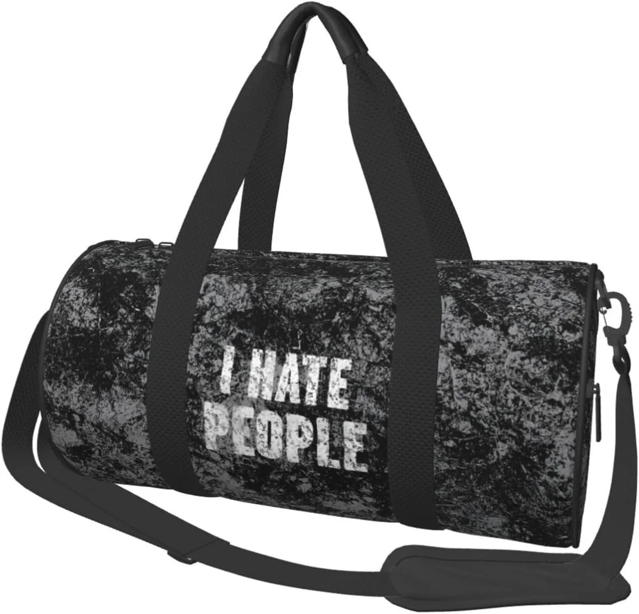 I Hate People Convertible Garment Bag with Shoulder Strap, Carry on Garment Duffel Bag for Men Women - Rolling Foldable for Travel Luggage Bags (Black)
