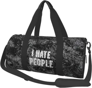 I Hate People Convertible Garment Bag with Shoulder Strap, Carry on Garment Duffel Bag for Men Women - Rolling Foldable for Travel Luggage Bags (Black)