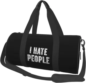 I Hate People Convertible Garment Bag with Shoulder Strap, Carry on Garment Duffel Bag for Men Women - Rolling Foldable for Travel Luggage Bags (Black)