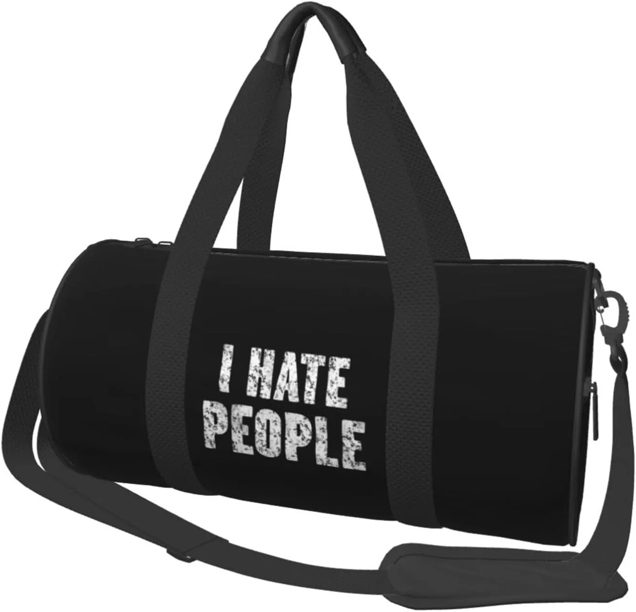 I Hate People Convertible Garment Bag with Shoulder Strap, Carry on Garment Duffel Bag for Men Women - Rolling Foldable for Travel Luggage Bags (Black)