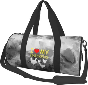 I Love My Chickens Convertible Garment Bag with Shoulder Strap, Carry on Garment Duffel Bag for Men Women - Rolling Foldable for Travel Luggage Bags (Black)