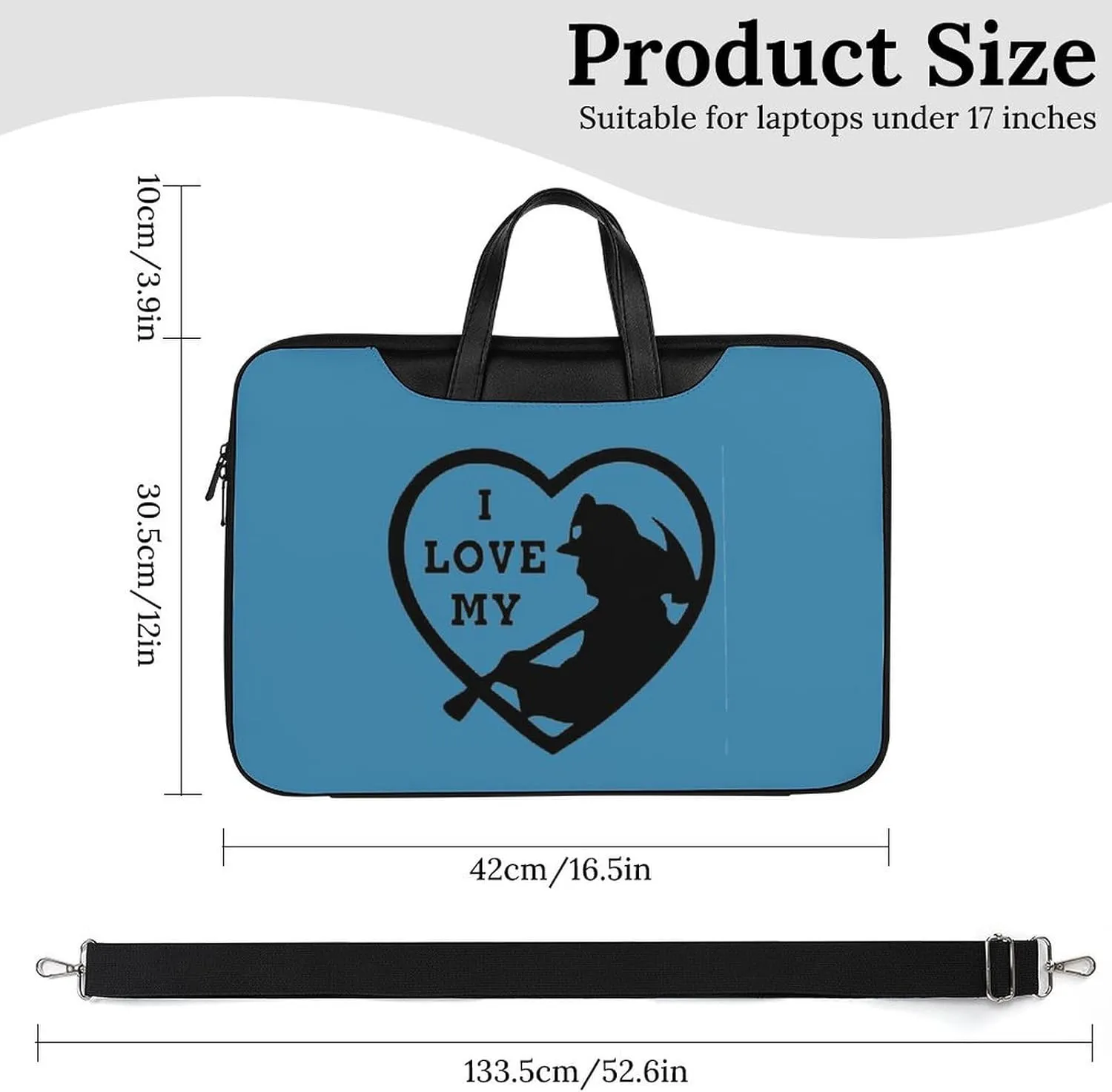 I Love My Firefighter Leather Bag Laptop Case Slim Water Resistant Computer Bags with Handle Briefcase for Work