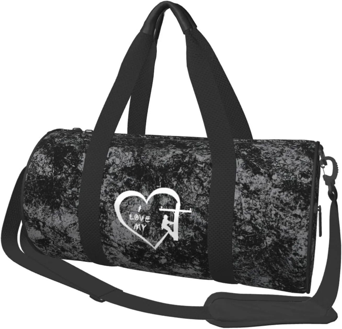 I Love My Lineman Convertible Garment Bag with Shoulder Strap, Carry on Garment Duffel Bag for Men Women - Rolling Foldable for Travel Luggage Bags (Black)