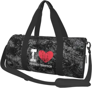 I Love Pitbull Terrior Convertible Garment Bag with Shoulder Strap, Carry on Garment Duffel Bag for Men Women - Rolling Foldable for Travel Luggage Bags (Black)