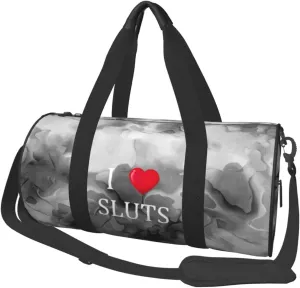 I Love Sluts Convertible Garment Bag with Shoulder Strap, Carry on Garment Duffel Bag for Men Women - Rolling Foldable for Travel Luggage Bags (Black)