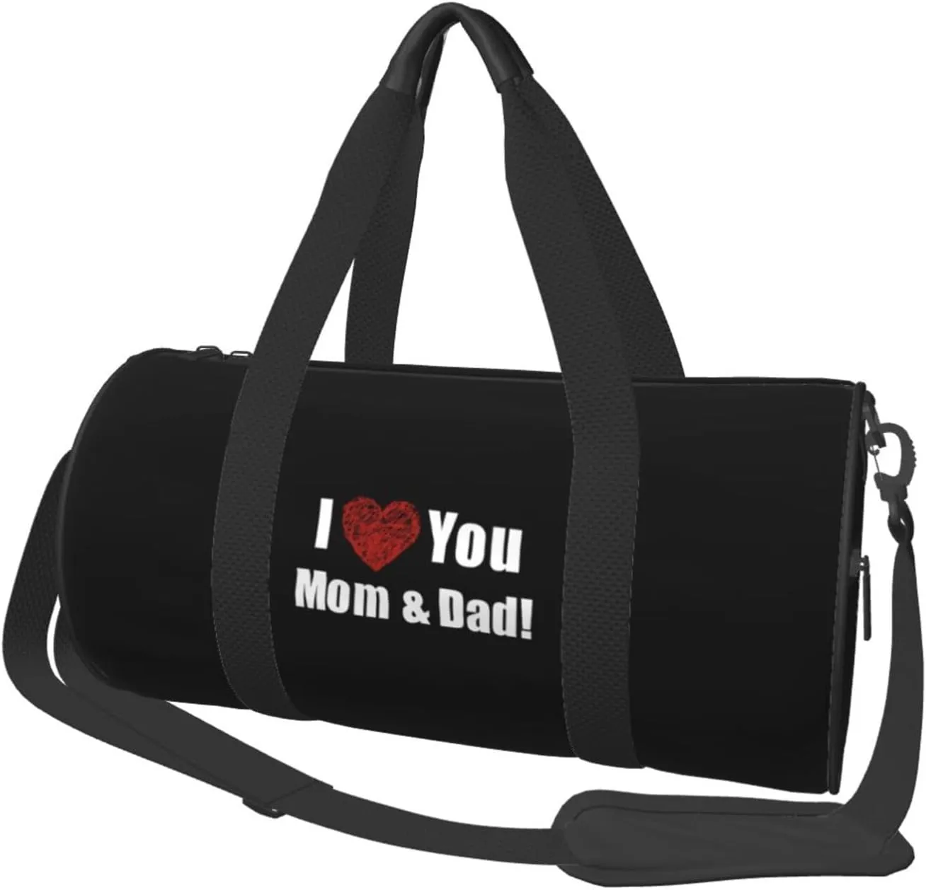 I Love You Mom&Dad Convertible Garment Bag with Shoulder Strap, Carry on Garment Duffel Bag for Men Women - Rolling Foldable for Travel Luggage Bags (Black)