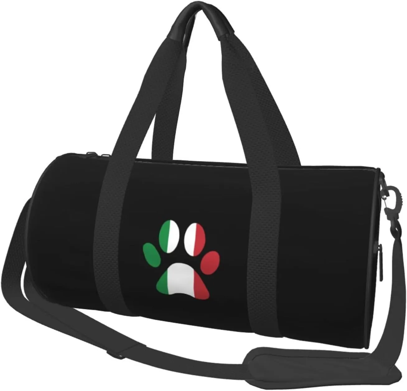 Italian Flag Dog Paw Convertible Garment Bag with Shoulder Strap, Carry on Garment Duffel Bag for Men Women - Rolling Foldable for Travel Luggage Bags (Black)