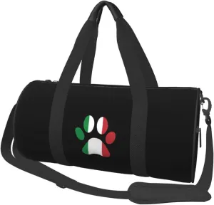 Italian Flag Dog Paw Convertible Garment Bag with Shoulder Strap, Carry on Garment Duffel Bag for Men Women - Rolling Foldable for Travel Luggage Bags (Black)
