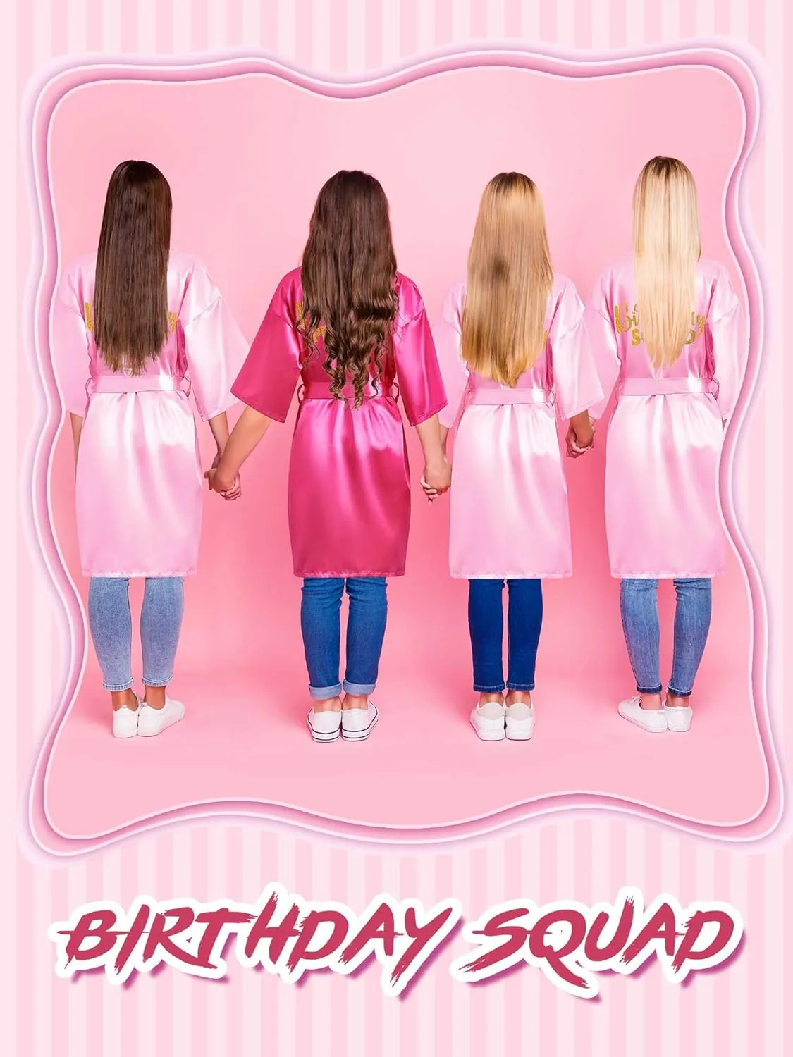 Jecery 7 Pcs Birthday Squad Robe Birthday Princess Robe Spa Party Supplies Unicorn Slumber Pajamas for Girls