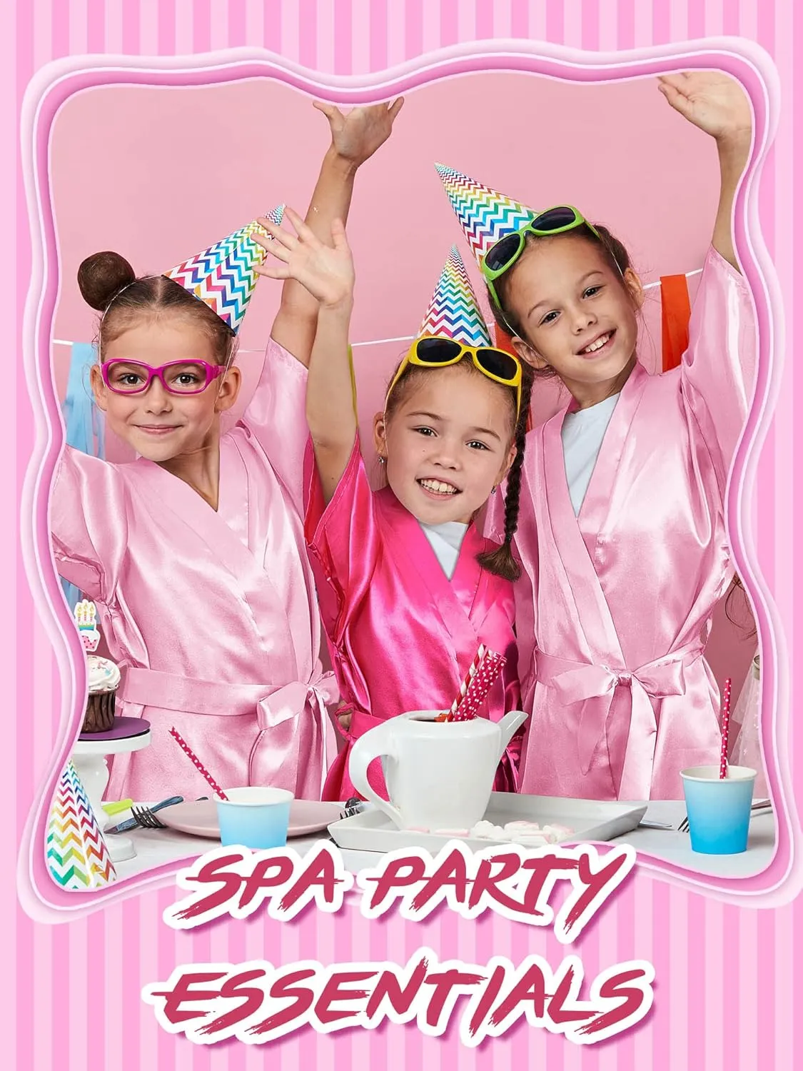 Jecery 7 Pcs Birthday Squad Robe Birthday Princess Robe Spa Party Supplies Unicorn Slumber Pajamas for Girls