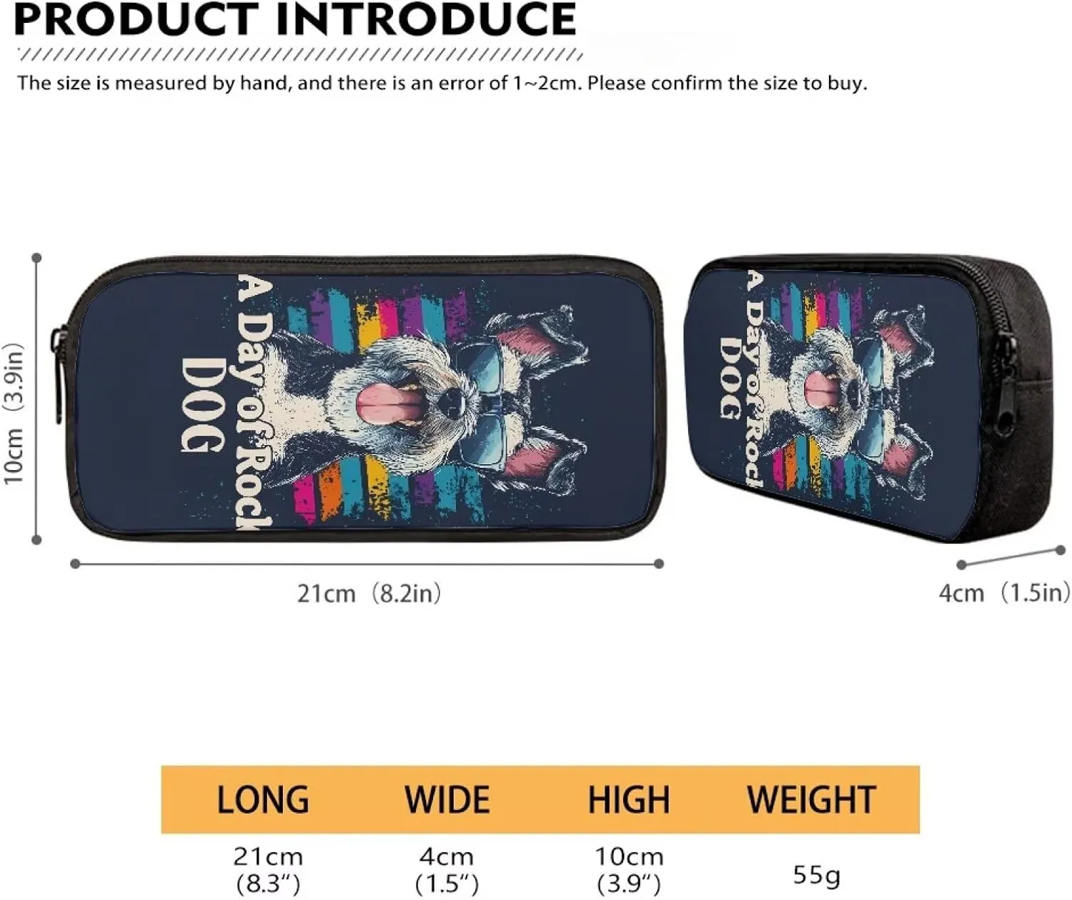 JHQFWMFJ Rock Dog Print Backpacks with Lunch Box Cool Pencil Case School Bag Set Large Capacity Pencil Case Thermal Insulated Lunch Bag School Supplies for Kids
