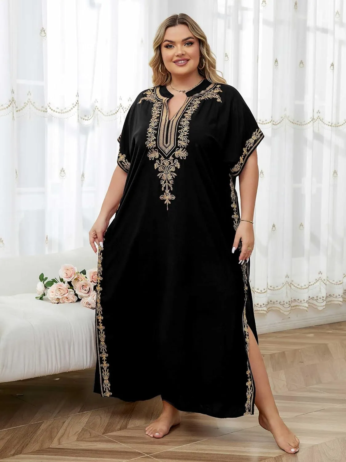 Kaftan Cover up for Women Maxi Beach Dresses Plus Size Caftan Loungewear African Muumuu Dress Lightweight Beachwear