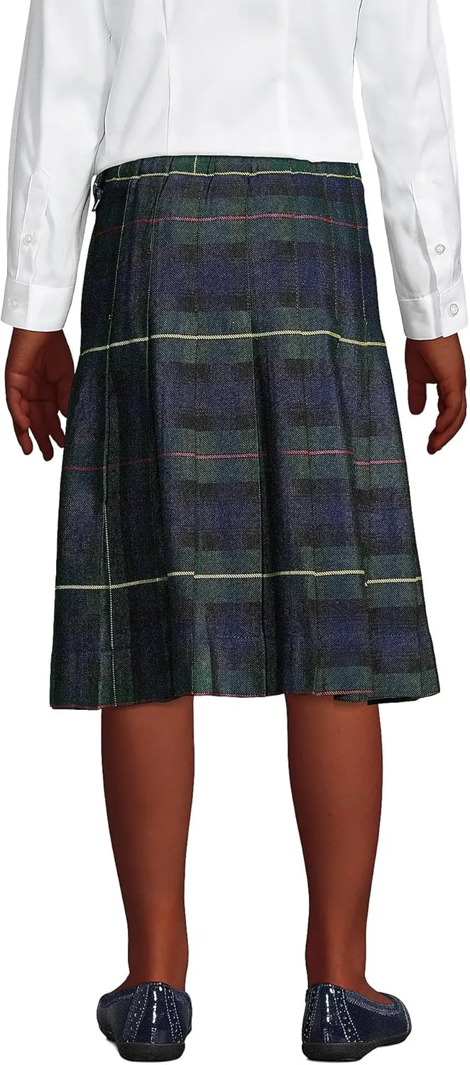 Lands' End School Uniform Girls Plaid Pleated Skirt Below The Knee