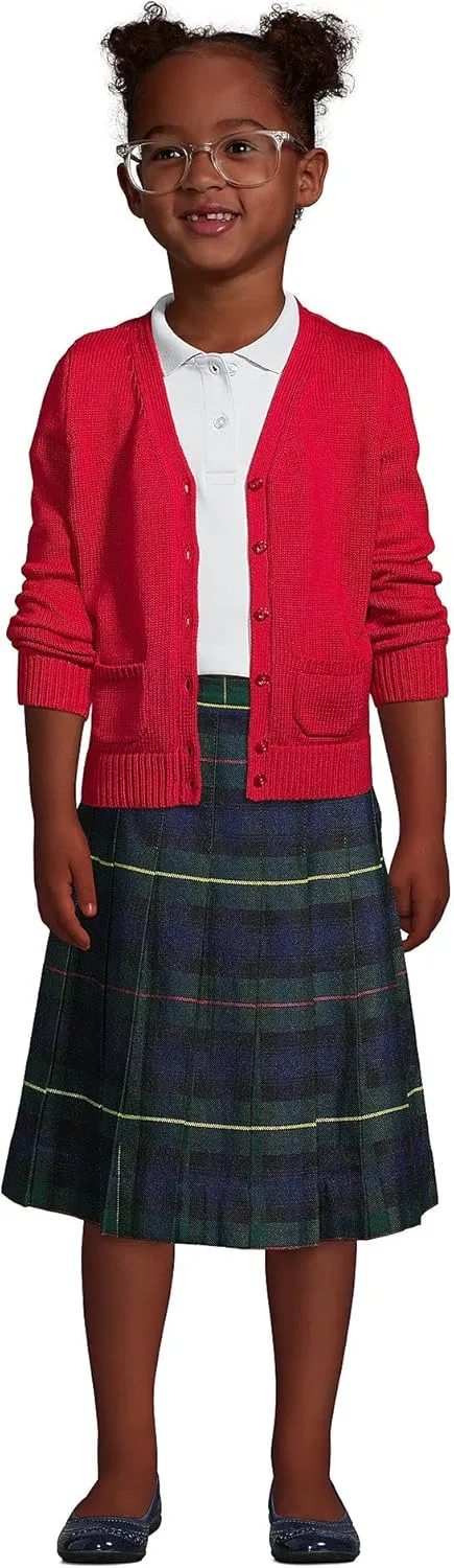 Lands' End School Uniform Girls Plaid Pleated Skirt Below The Knee