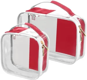 Large Clear Travel Toiletry Bag with Zippers, PVC Waterproof Travel Organizer, Malta Flag Plastic Tote Bags, 2 pcs