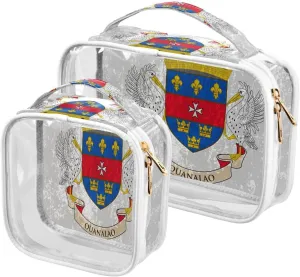 Large Clear Travel Toiletry Bag with Zippers, PVC Waterproof Travel Organizer, Saint Barthelemy Flag Vintage Plastic Tote Bags, 2 pcs