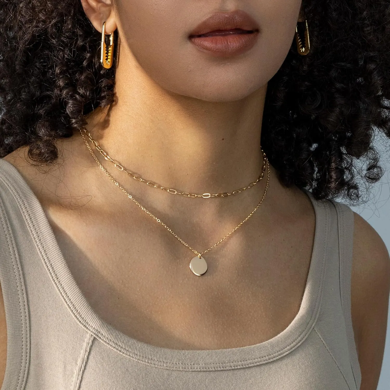 Ldurian Layered Necklaces for Women - 14K Dainty Gold Plated Layering Chokers Necklaces Set Multilayer Delicate Necklace Trendy Adjustable Long Layered Necklaces for Women