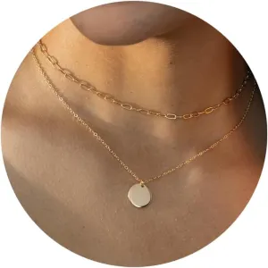 Ldurian Layered Necklaces for Women - 14K Dainty Gold Plated Layering Chokers Necklaces Set Multilayer Delicate Necklace Trendy Adjustable Long Layered Necklaces for Women