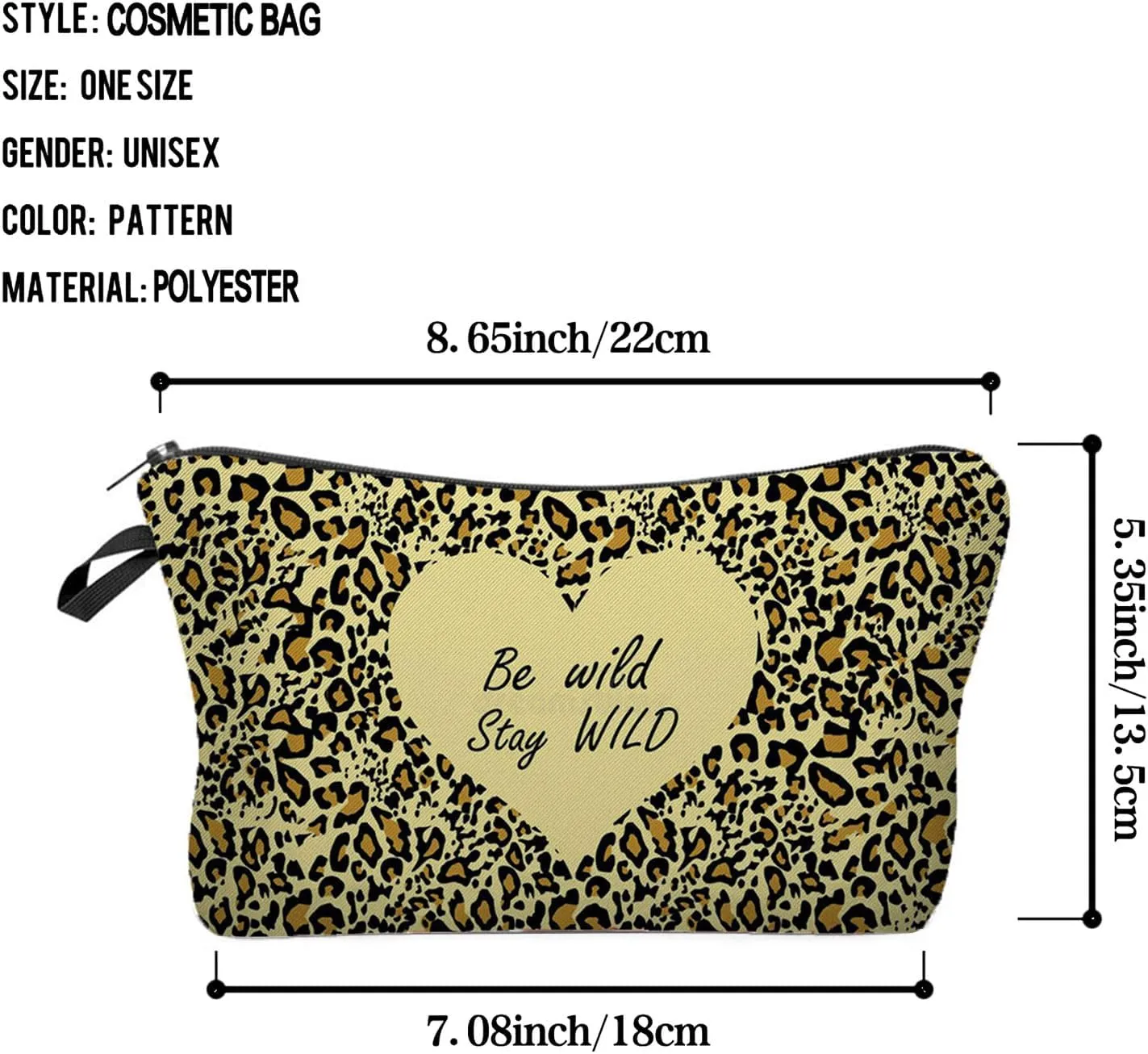 Leopard Wild Cheetah Makeup Bag Cute Small Makeup Organizer Bag Travel Toiletry Zipper Pouch Gift Leopard Stay Wild Cosmetic Bag for Women Girls