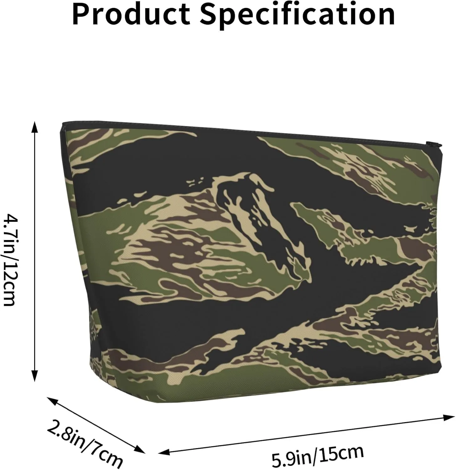 Lightweight Travel Portable Cosmetic Bag Compatible with Army Military Camouflage Vietnam Tiger Stripe Camo, Casual Toiletry Makeup Carrying Pouch Multifunction Coin Cash Storage Cases for Women