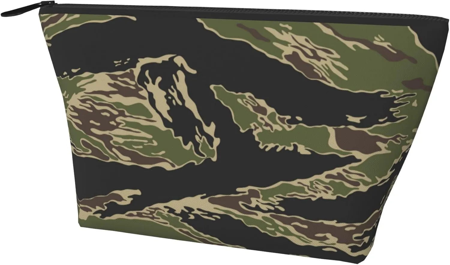 Lightweight Travel Portable Cosmetic Bag Compatible with Army Military Camouflage Vietnam Tiger Stripe Camo, Casual Toiletry Makeup Carrying Pouch Multifunction Coin Cash Storage Cases for Women