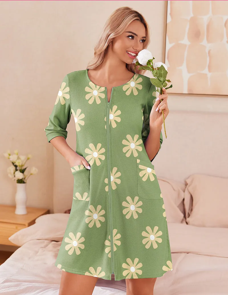 Lightweight Waffle Zip Up Robes (US Only)