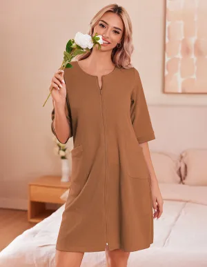 Lightweight Waffle Zip Up Robes (US Only)