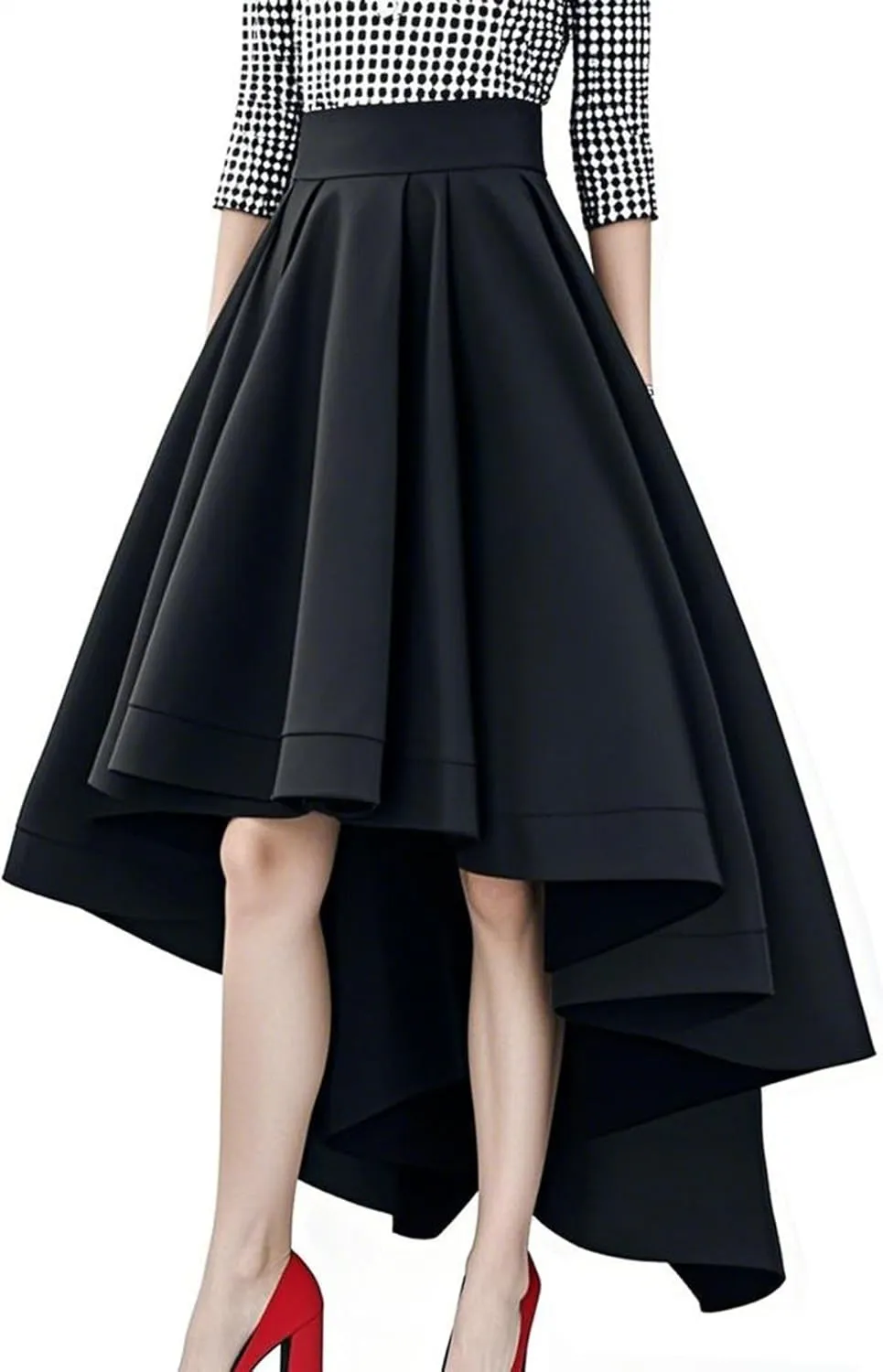 Lisong Women High Low Satin Solid High Waist Party Evening Wedding Long Skirt