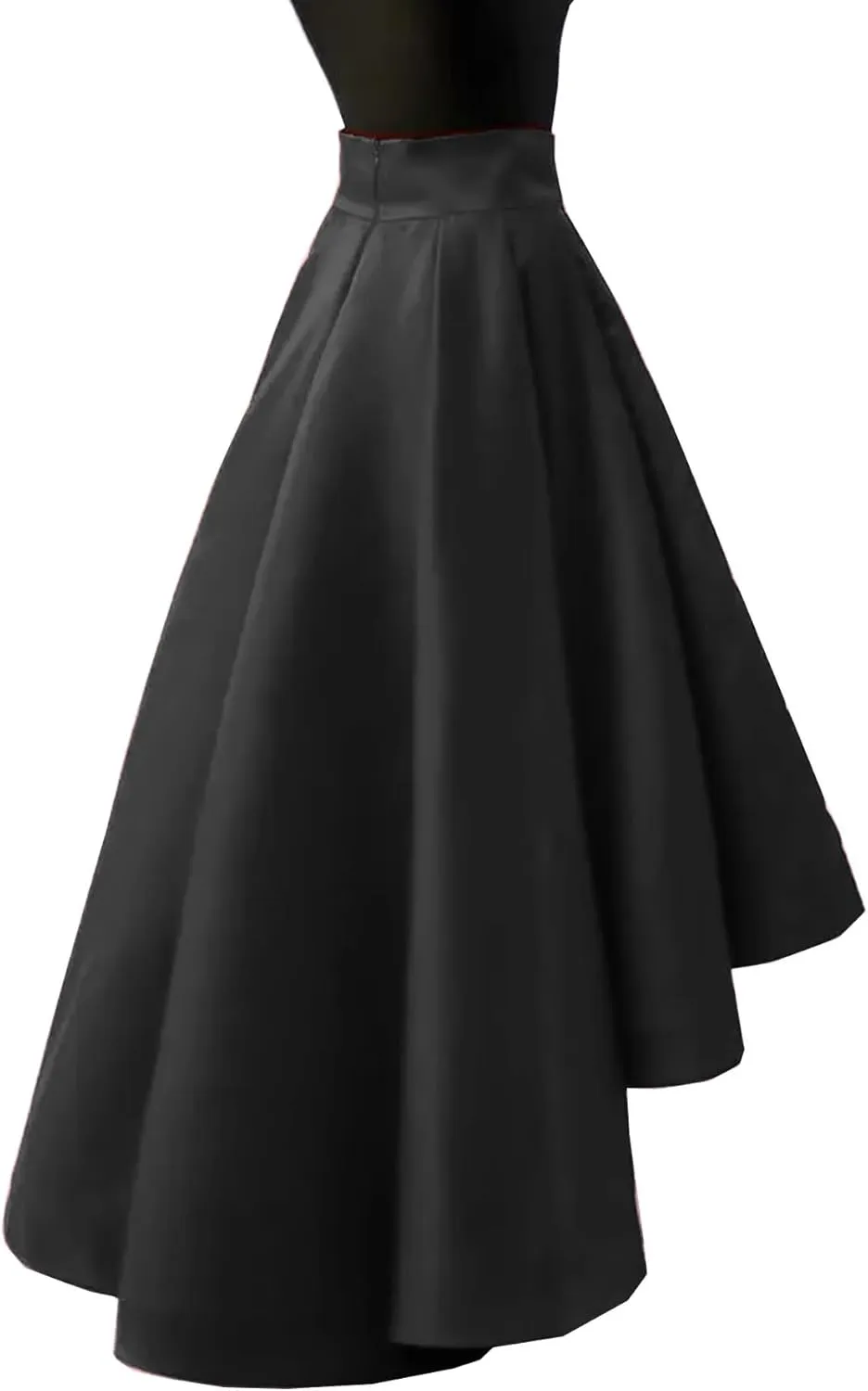 Lisong Women High Low Satin Solid High Waist Party Evening Wedding Long Skirt