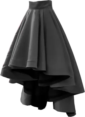 Lisong Women High Low Satin Solid High Waist Party Evening Wedding Long Skirt